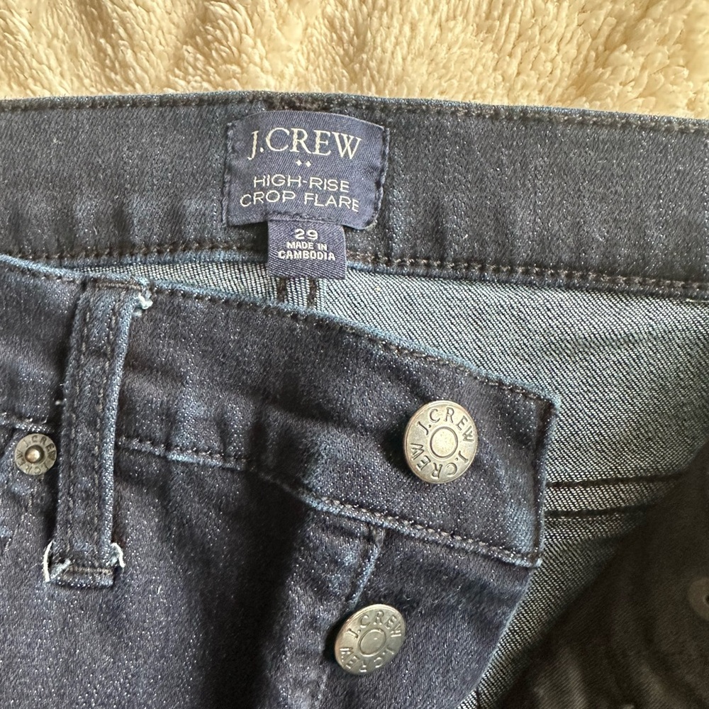 J. Crew High-Rise Crop Flare Jeans in Deep Blue - Picture 2 of 3